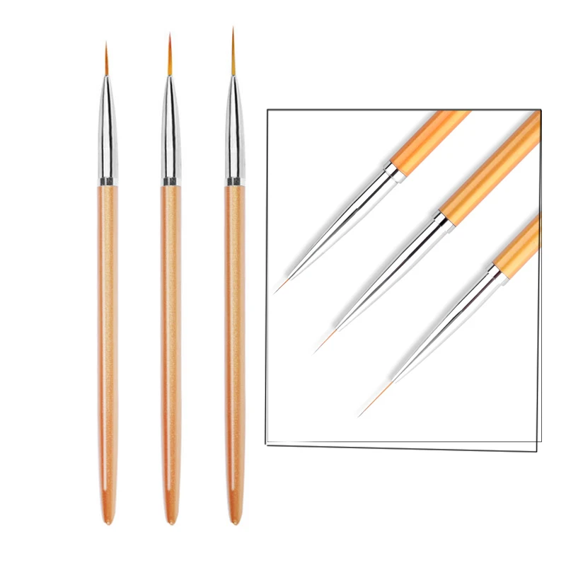 3Pcs Nail Art Liner Brushes French Stripe 3D Tips Line Stripes DIY Drawing Pen UV Gel Brushes Painting Manicure Nail Tool Sets