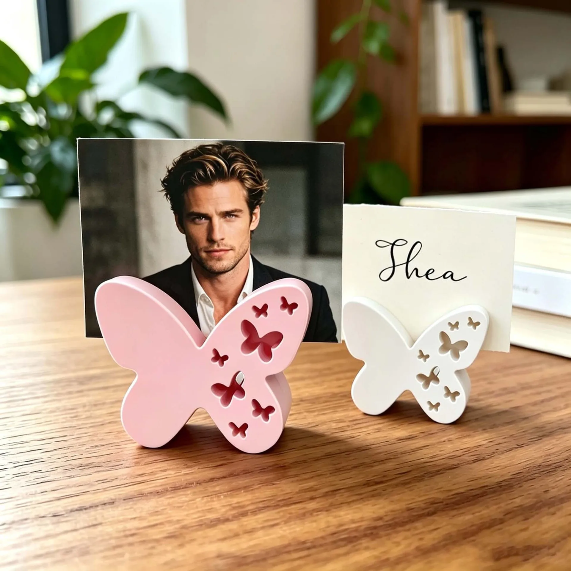 2Pcs 3D Printed Hollow Butterfly Memo Clip Elegant Photo Card Holder Wedding Table Number Name Stand Desktop Decor Organizer