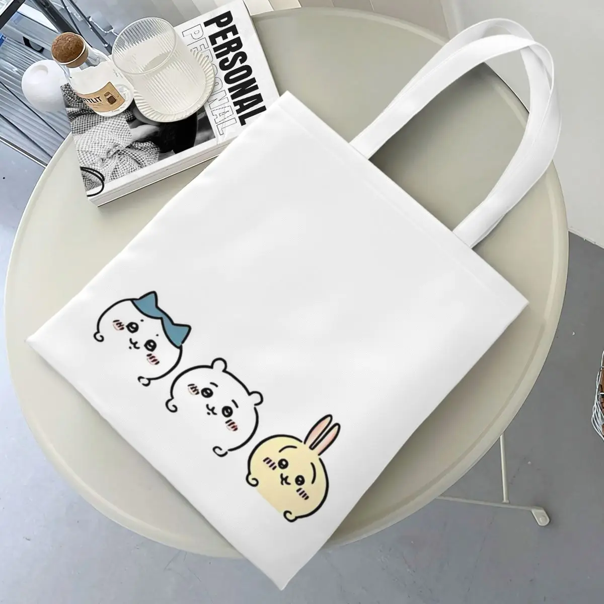 Cute Chiikawa Kawaii Cartoon Canvas Tote Handbag Hachiware Usagi Shoulder Bags Large Capacity Shopper Bags for Women