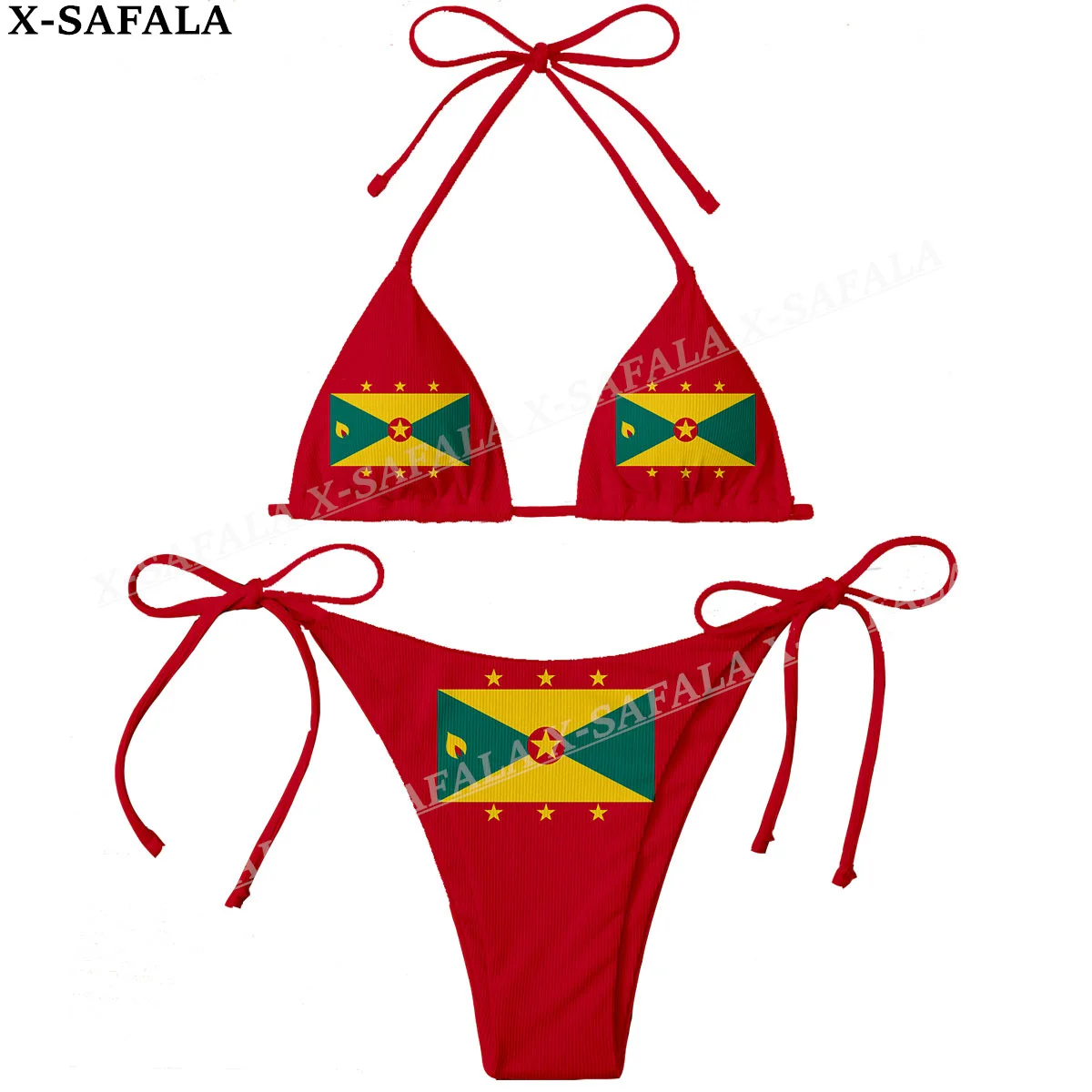 

Grenada Country Flag 3D Print Women Micro Sexy Bikini Bra Set Summer Beachwear Sexy Beach Two Pieces Bathing Suits Swimwear