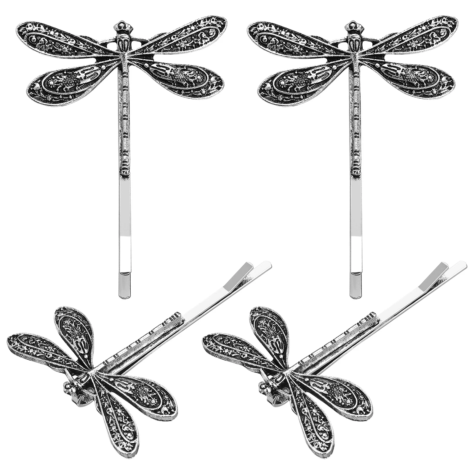 

4 Pcs Hair Clips Dragonflie Fly Pins Dragonfly Bobby Hairpins Silver Barrettes Women