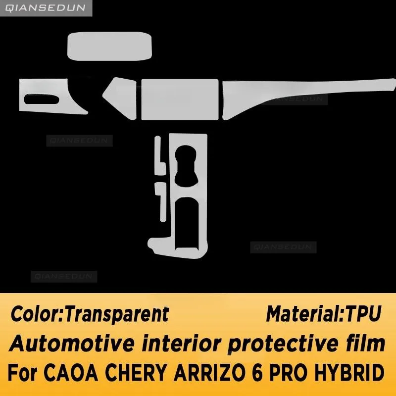 Automotive Interior Protective Film Anti-Scratch TPU Stickers for CAOA Chery Arrizo 6 PRO Hybrid 2023 Gearbox Panel Navigation