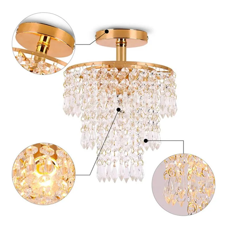 ضوء قلادة كريستال صغير/ضوء السقف 3 طبقات كريستال قطرة المطر قلادة ضوء الديكور، غرفة النوم، المدخل، غرفة المعيشة #4