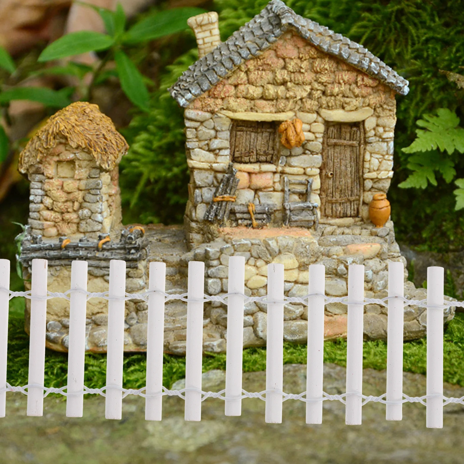 

1pc Mini White Fence Decor For Miniature Garden Dollhouse Diy Bonsai Scene Layout Wooden Fence Farm Accessories Home Decor