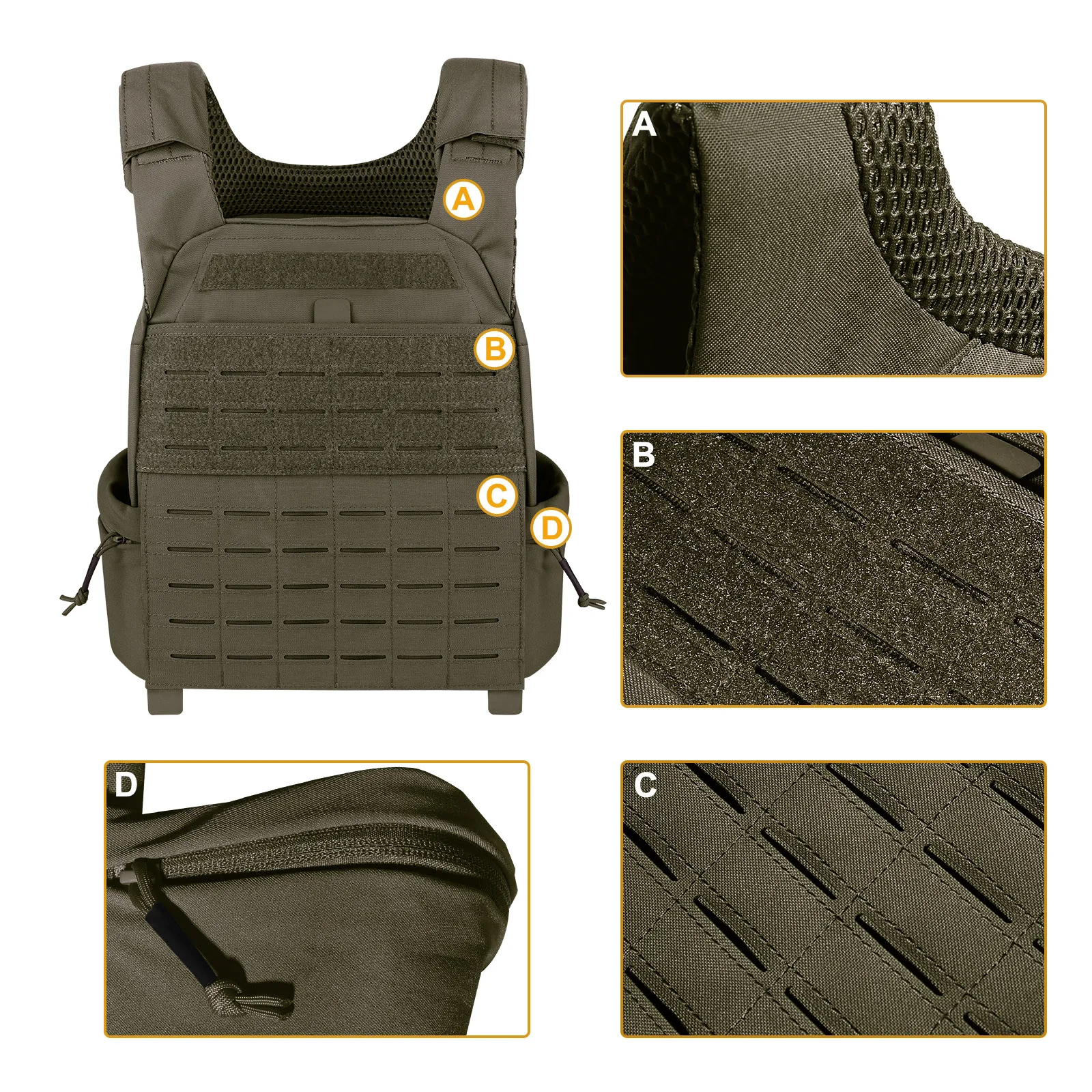 KRYDEX Tactical Strength Training Weight Vest Laser MOLLE Plate Carrier 5.75,8.75,14.75,19.75 Lbs For Outdoor Sport - Image 5