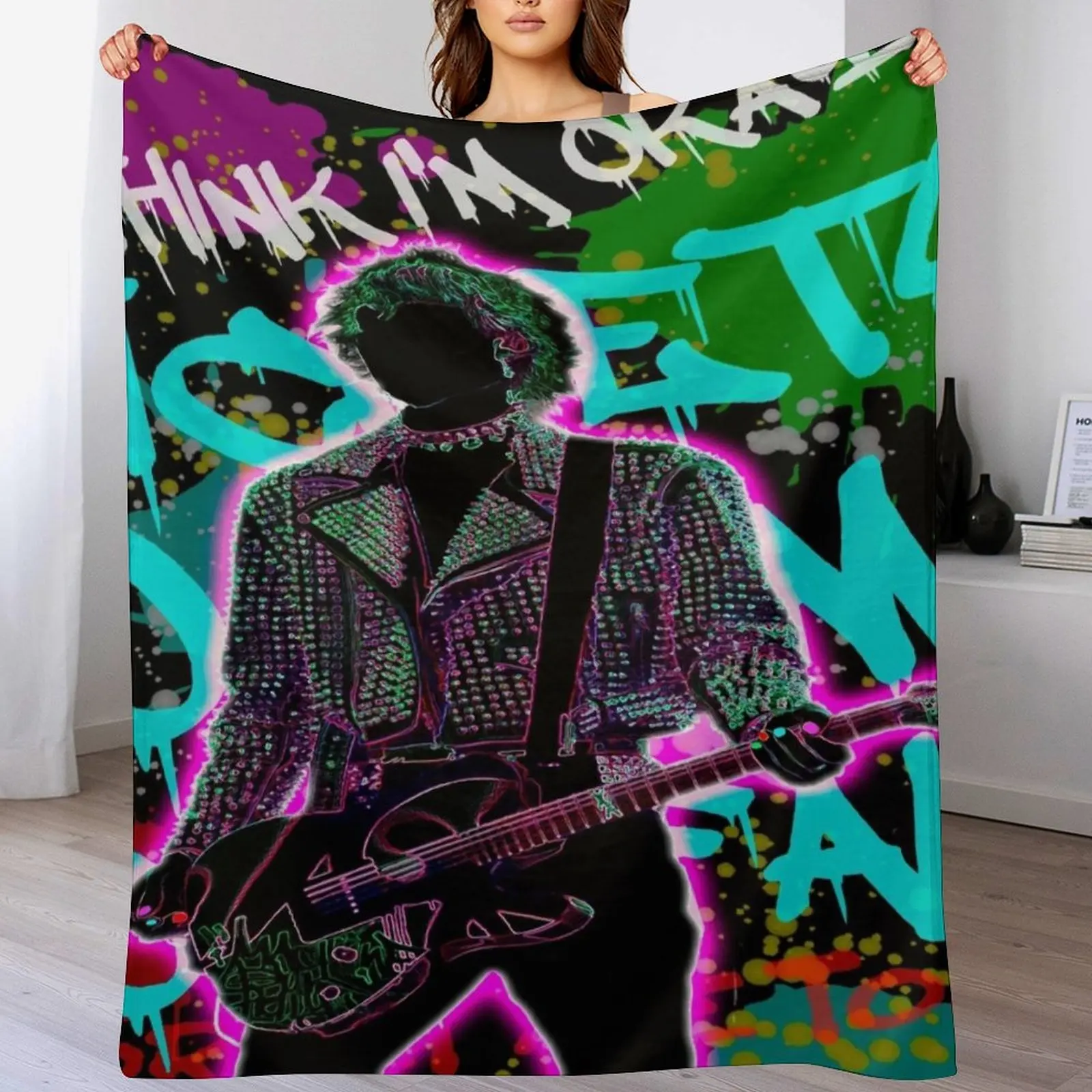

MGK Illustration Throw Blanket Soft Plaid manga Blankets
