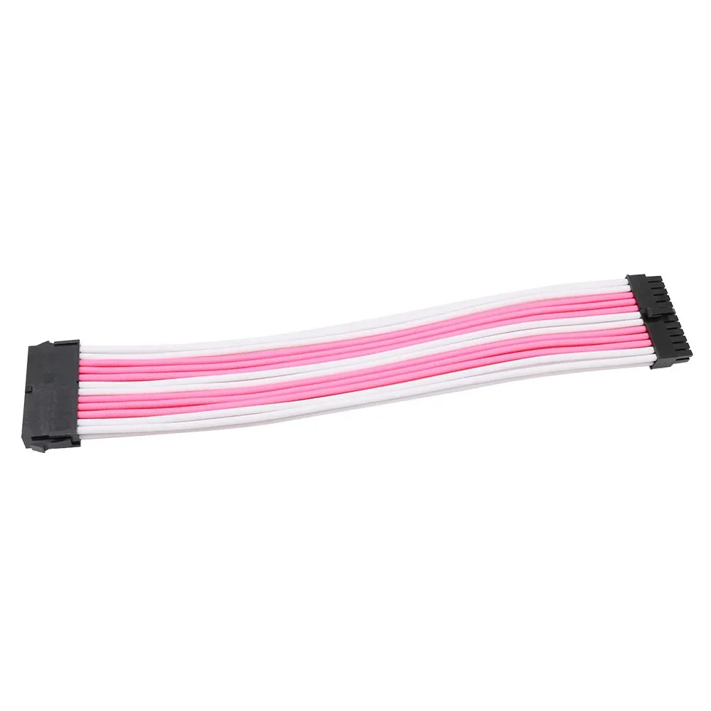 Cable de extensión de malla trenzada de nailon para PC, placa base de 24 P, fuente de alimentación ATX de alta velocidad, 24 pines