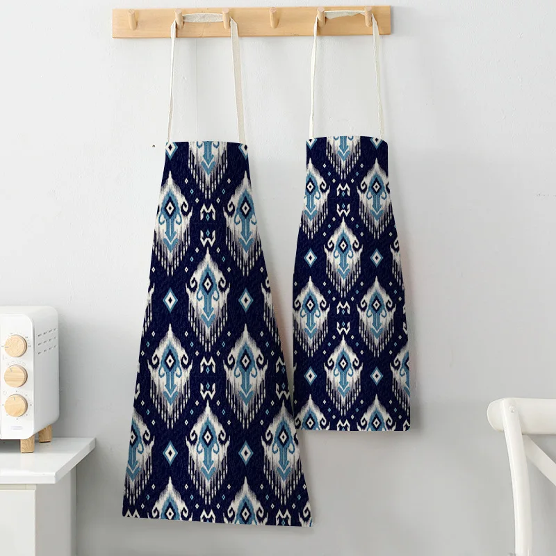 Geometric Pattern Apron Linen Children Adults Wave Triangle Nordic Sweet Apron for Home Kitchen Cooking Baking 55x68cm