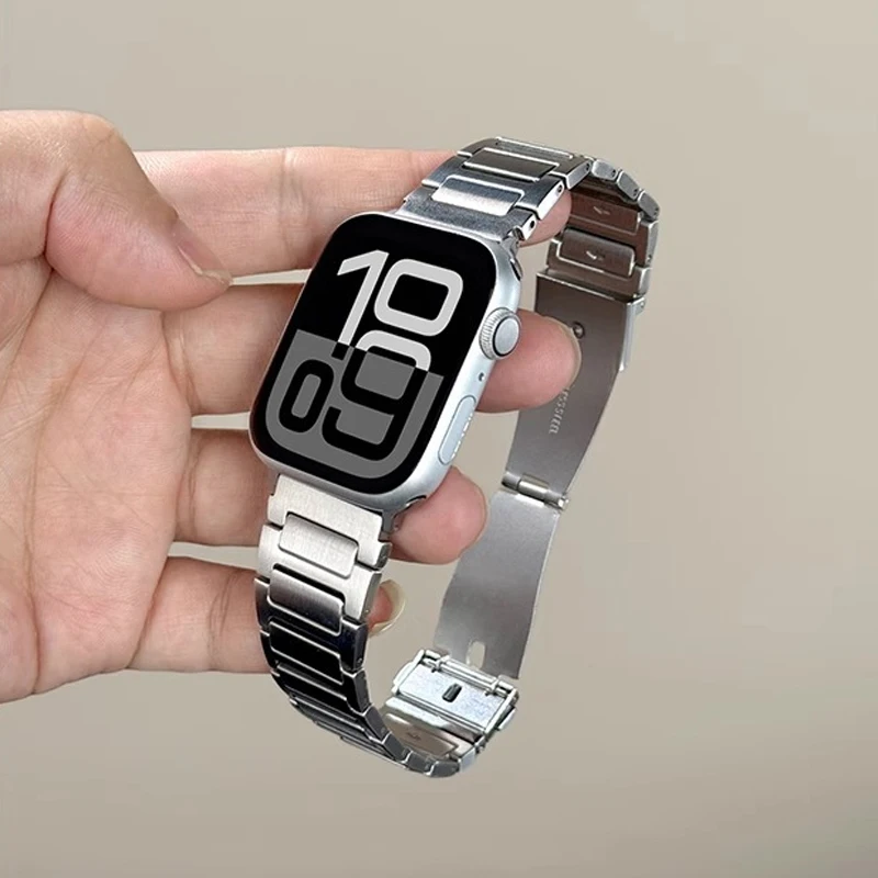 Cinturino sottile in metallo in acciaio inossidabile a forma di I per Apple Watch 42/41/40/38 44/45/46/49 Cinturino con fibbia a farfalla per iWatch Series S10 9
