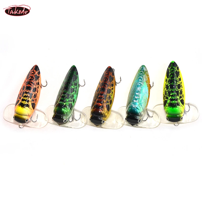 TAKEDO RL15 Topwater Wobbler Cicada Bait Bionic Insect Bait Popper Fly Fishing Lure Cicada Wing Artificial Crankbait For Pike