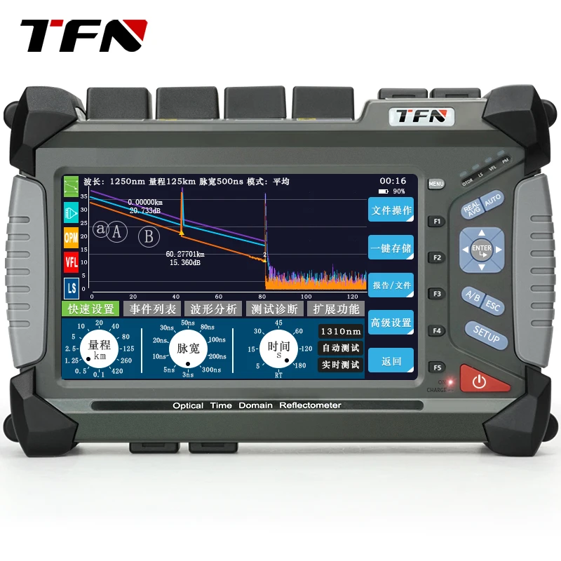 TFN F7-T2 SM Fiber Optic Tester 1310/1550/1625nm38/36/36dB High Precision Telecom Grade  240KM Test Distance OTDR Tester