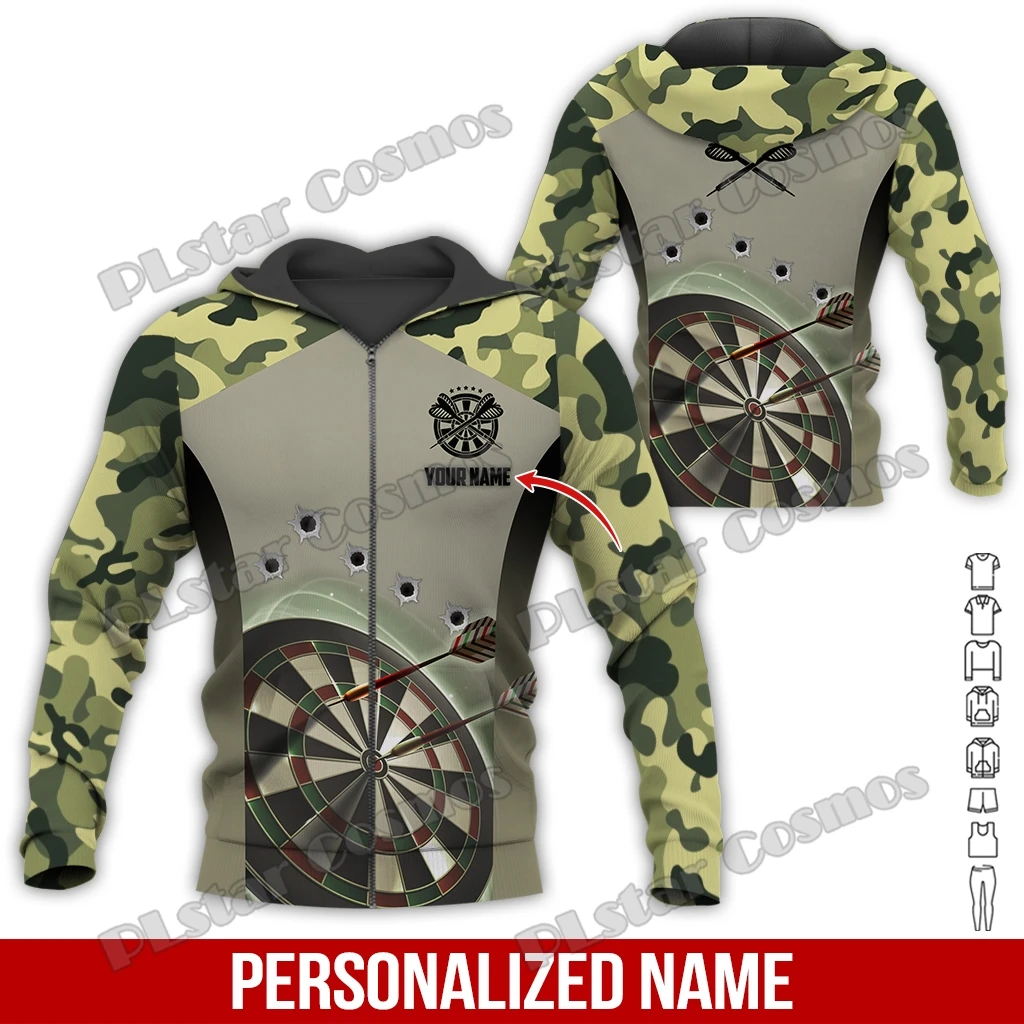 Aangepaste Naam Darts Kerst 3D Gedrukt Heren Rits Hoodie Herfst Unisex Casual Rits Trui Voor Darts Lover Gift DK582