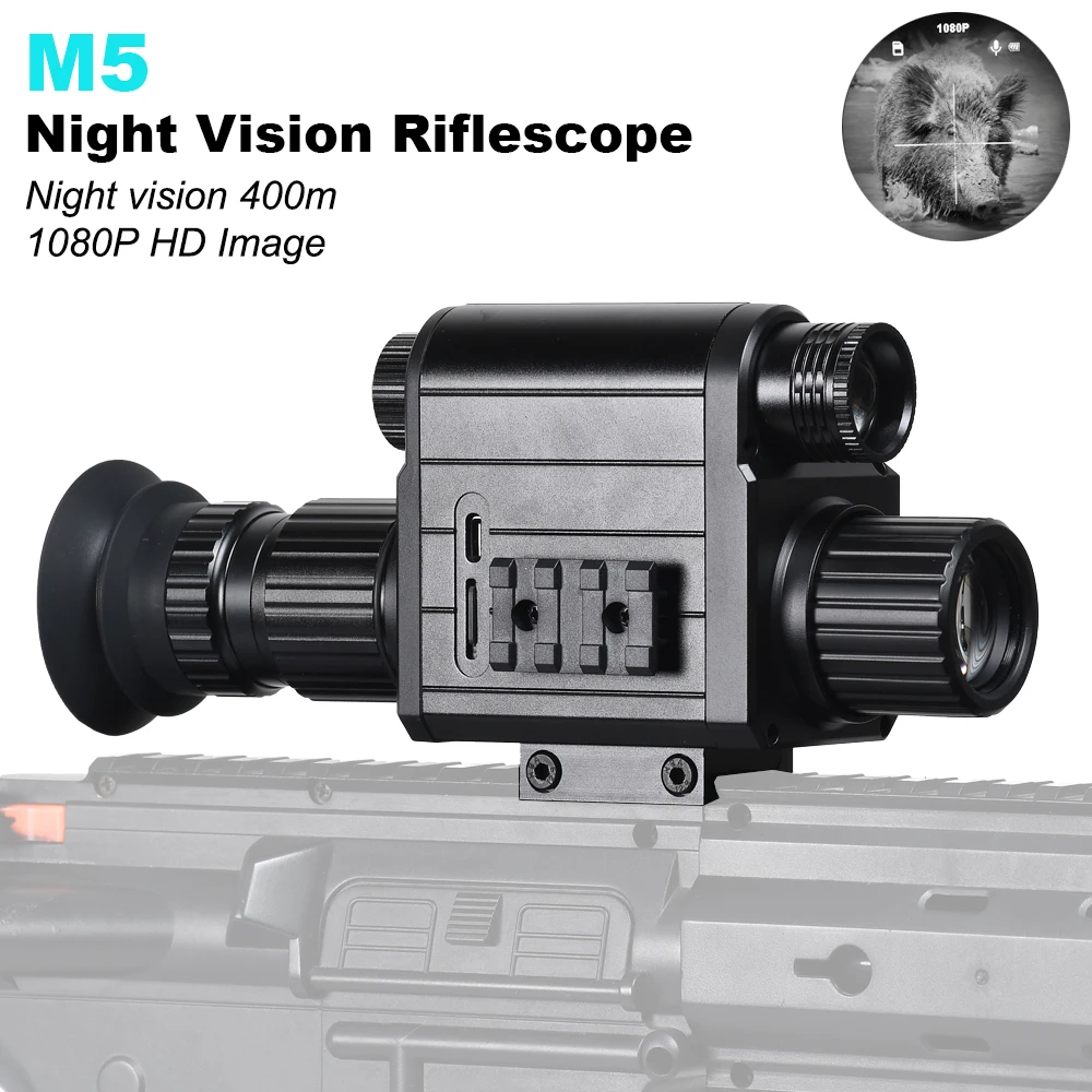 M5 Digital Night Vision Monocular IR Optics Riflescope 1080P Video Photo Recording Camera All in 1 for Hunting Surveillance