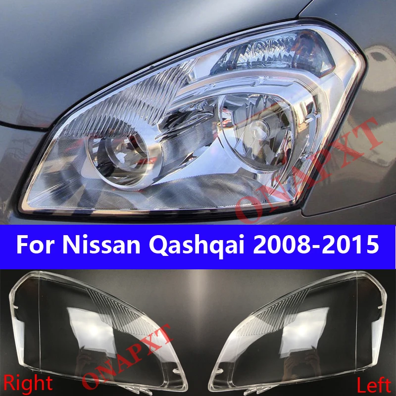 Car Front Headlight Cover For Nissan Qashqai 2008-2015 Light Caps Transparent Lampshade Glass Lens Shell