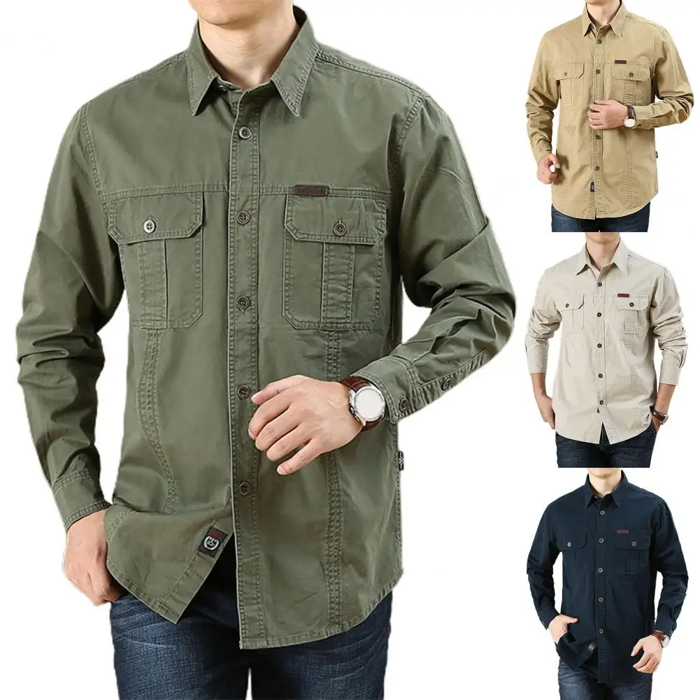 Chemises en denim à manches longues pour hommes, chemises militaires décontractées, coton, armée, printemps, automne, 2022