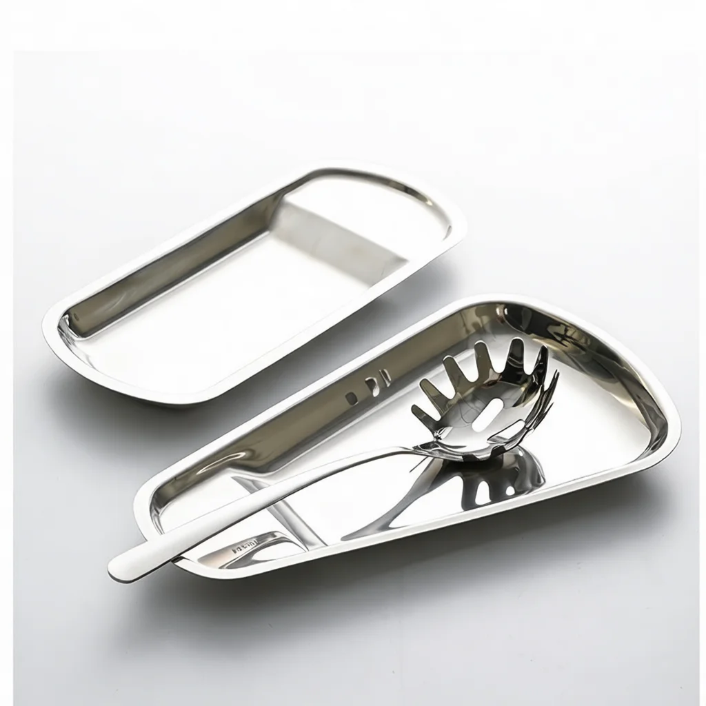 Elegant 304 Stainless Steel Fan Tray Fish Tail Plate Party Snack Serving Dish Restaurant Catering Buffet Tableware