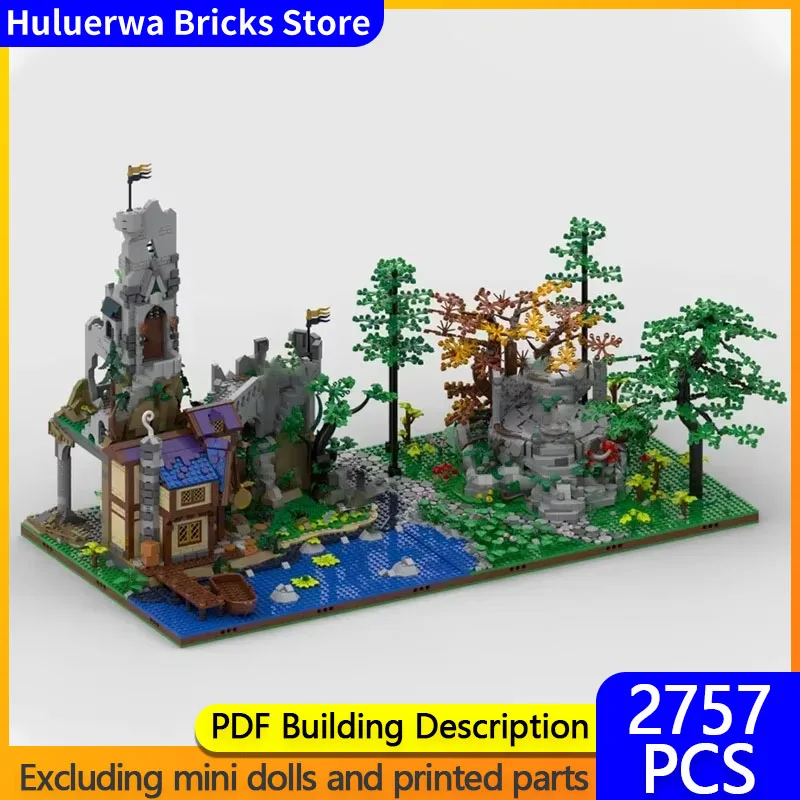 Medieval Castle Model MOC Building Bricks Forest Riverside Castle Modular Technology Gifts Holiday Assemble Children Toys Suit