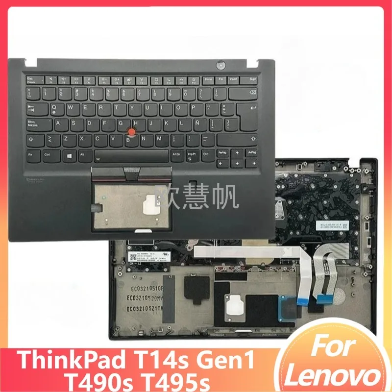 M Latin Spanish Backlit Keyboard for Lenovo ThinkPad T14s Gen1 T490s T495s Laptop Palmrest Upper Cover 5M10Z41412
