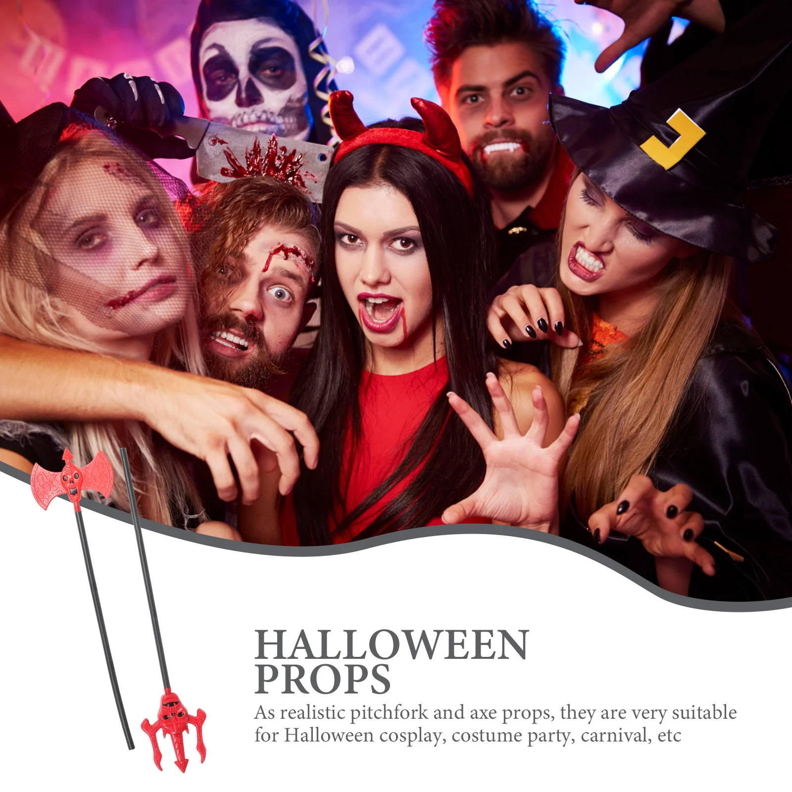 

1Set Devil Double-Sided Axe Halloween Prop Realistic Plastic Cosplay Party Accessory for Kids and Adults Halloween Prop