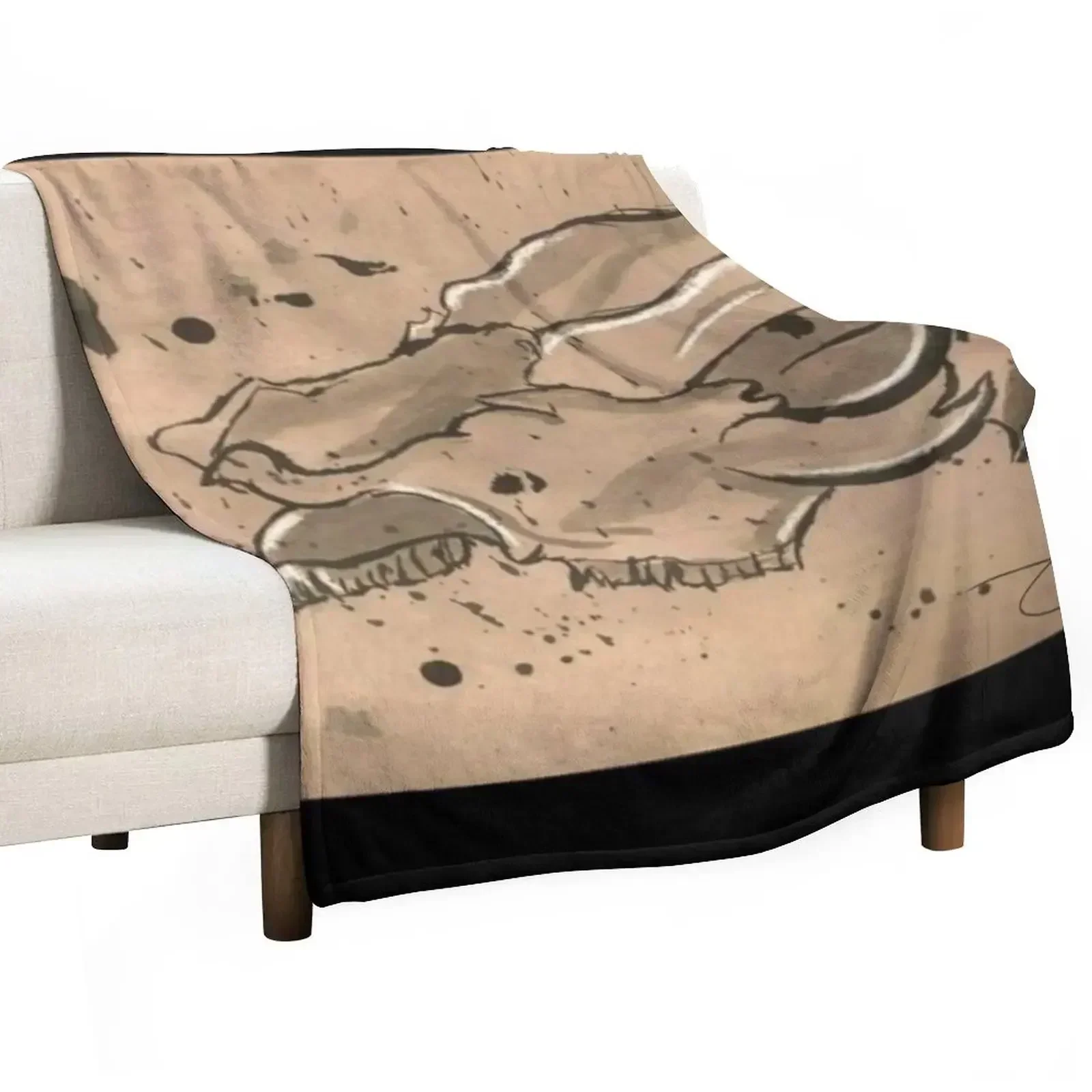 

Ink Skull Throw Blanket Cozy Warm Blanket for Bed Room Decor