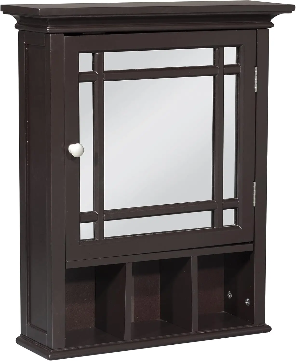 

Wooden Over-the-Toilet Bathroom Medicine Cabinet with Adjustable Shelf, Mirror Door, 5 Storage Spaces