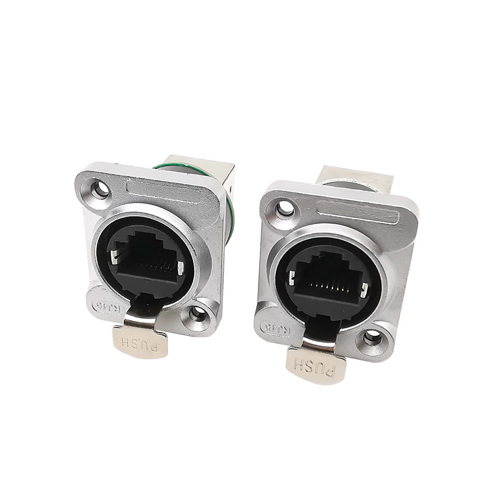1Pcs RJ45 Ethernet Connector RJ-45 Shield Network Connector 8P8C Female Panel Mount Socket Normal Right Angle Style
