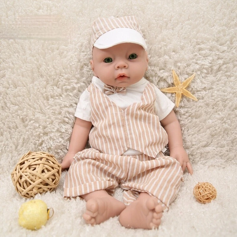 20 Inch Simulation Silicone Doll Rebirth Handmade Green Eyes Baby Boy Cute Soft Waterproof Sleeping Toy Early Education Gift