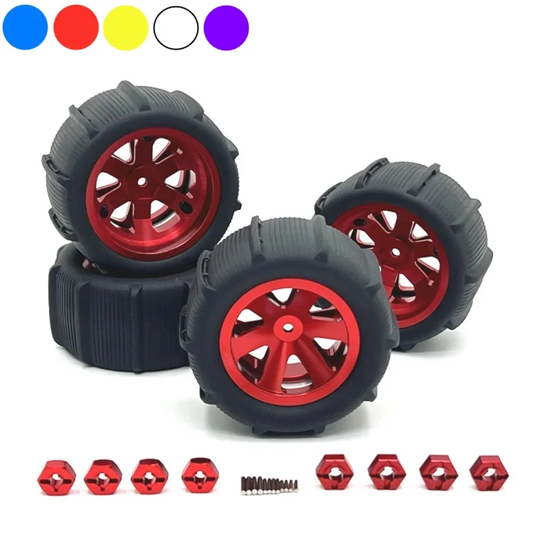 

4Pcs 85mm Snow Sand Tires Tyre Wheel for Wltoys 144001 124019 A959 SCY 16101 MJX 14209 16207 JJRC Q130A RC Car Upgrade Parts