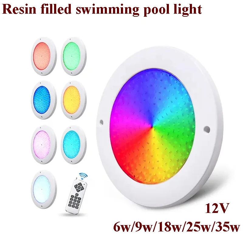 

6w 12w 18w 25w 35w Ultra-Thin Underwater Rgb Light Ip68 12V Waterproof Led Swimming Pool Light For Swimming Pool