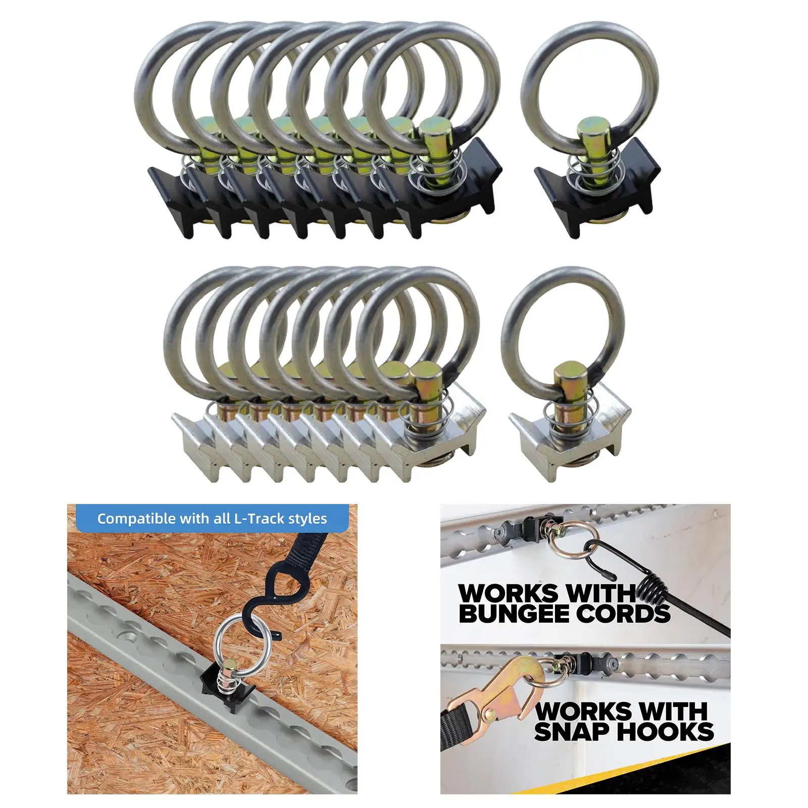 8x Anchor Track Stud Fitting Rail Accessories Components Tie Down O Rings for Enclosed Trailers, Caravan RV Vans Pickup