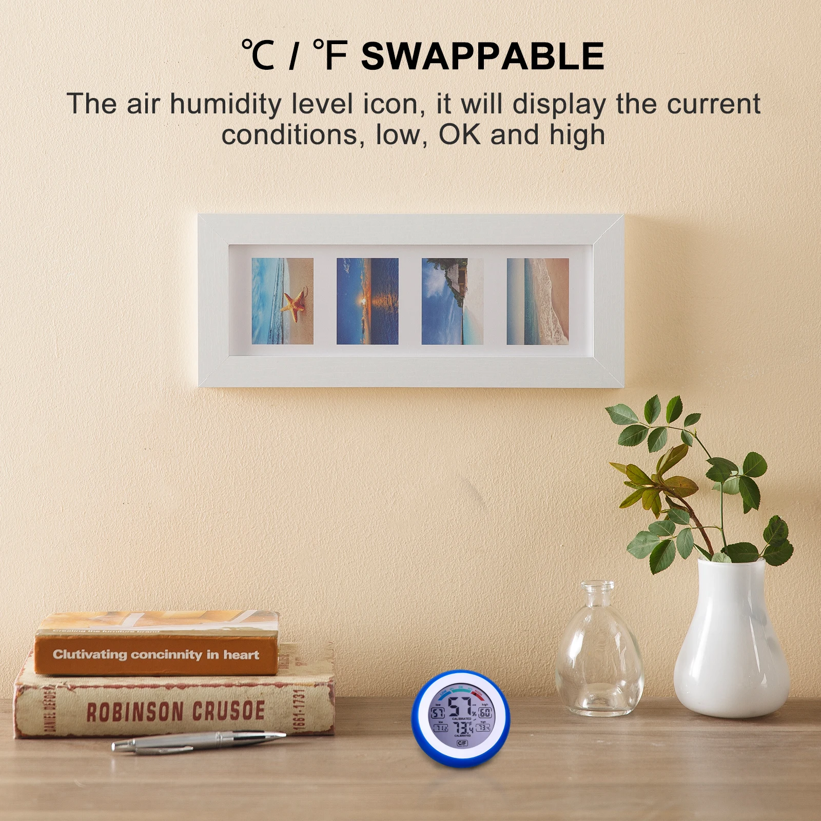 

Digital Thermometer Hygrometer Indoor Temperature Humidity Monitor Electronic Room Gauge Celsius Fahrenheit Switchable Low Ok