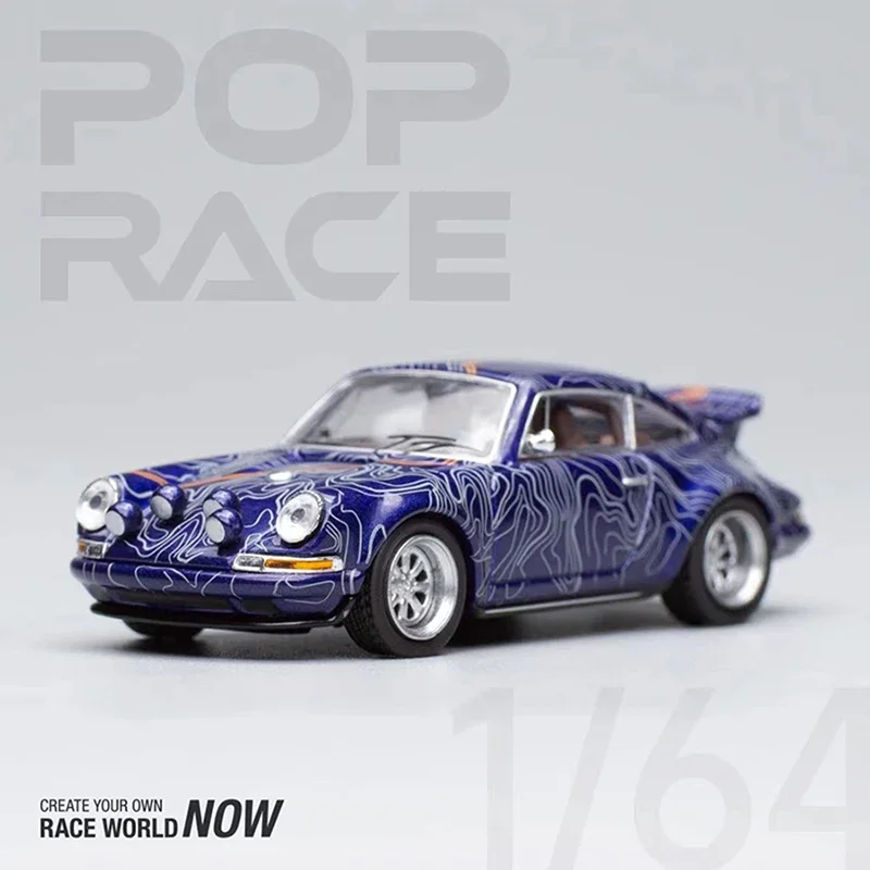 POPRace 1:64 Alloy Model Car Singer 964 Die-Cast Vehicle Collection -Blue