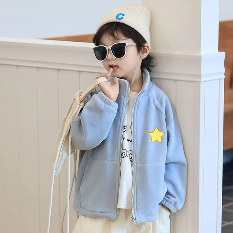 Children Casual Warm Coats Winter Polar Fleece Zipper Stand-up Collar Thermal Jacket Boy Girl Casual Outdoor Comfort Coat  Yk129