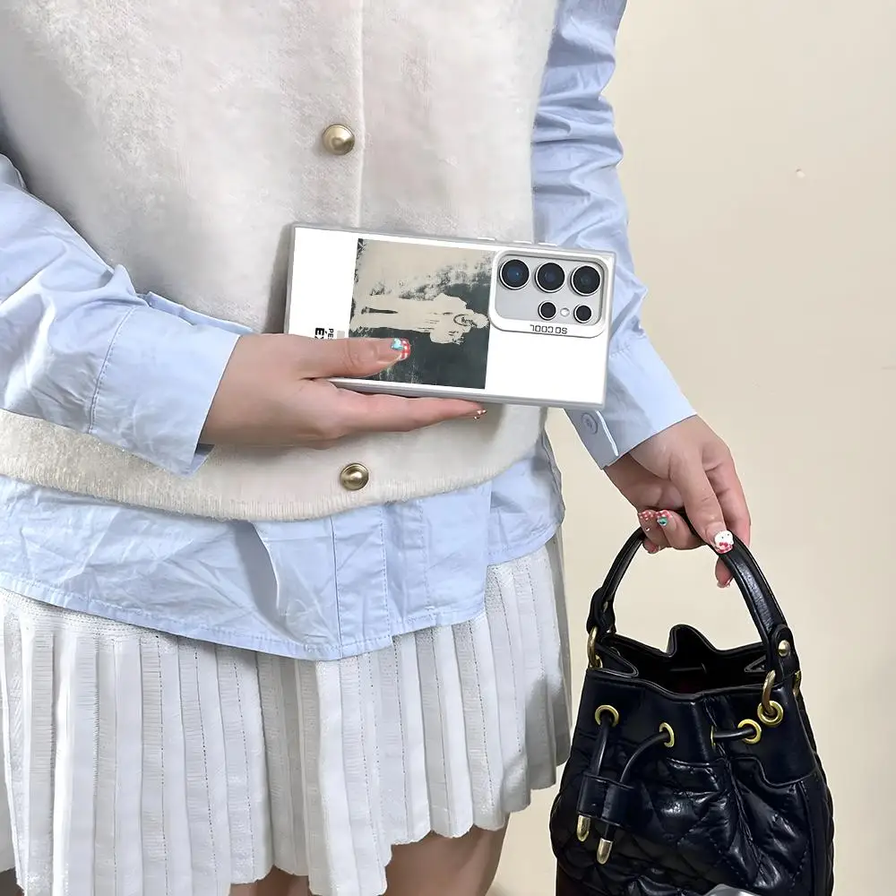 حافظة هاتف Pop P-Peso Pluma لهاتف سامسونج جالاكسي S25 Edge S24 S23 S22 S21 S20 Ultra Funda حافظة هاتف فضية ملونة من السيليكون