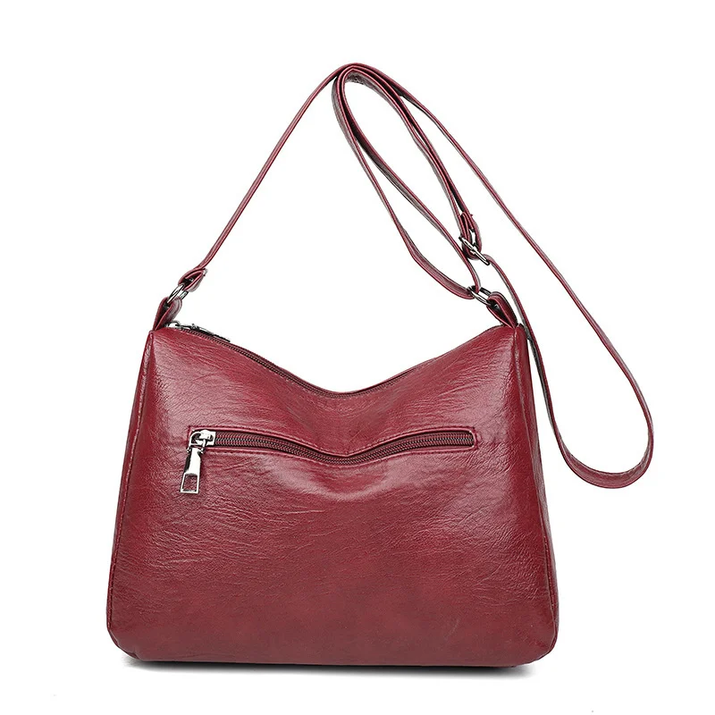 Middle aged and elderly mother bag messenger bag style simple soft PU leather spring and summer new leisure solid color single