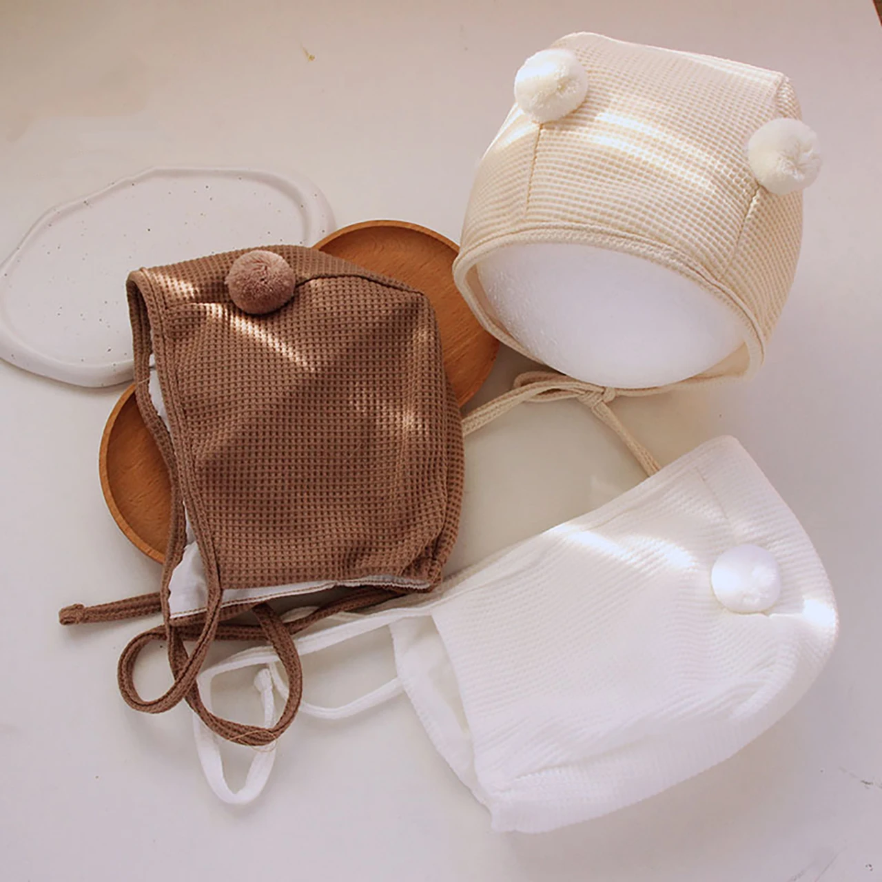 

Plush Ball Baby Ear Protection Hat Spring Autumn Infant Headgear Bonnet 6-12Month Boys Girls Warm Beanie Cute Newborn Fetal Cap