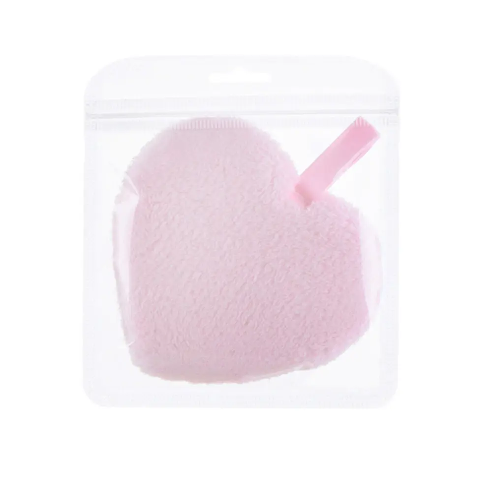 3Pcs Luxury Soft Powder Puff Set Heart Design Facial Cleaning Pads Makeup Remover Compatible Washable Reusable Beauty Supplies