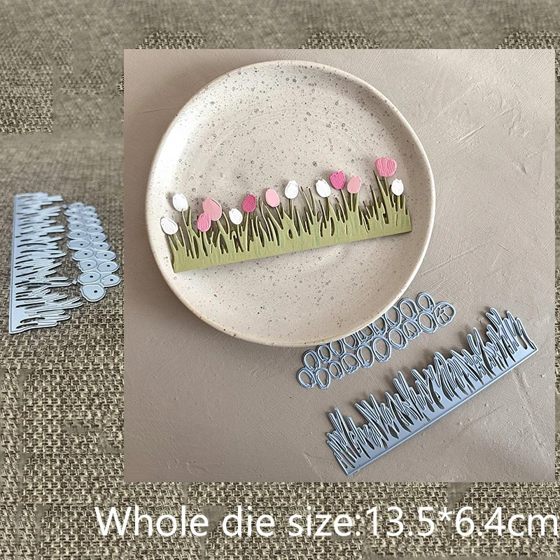 New Design Craft Metal stencil mold Cutting Die Tulip Grass Edge decoration scrapbook die cut Album Paper Card Craft Embossing