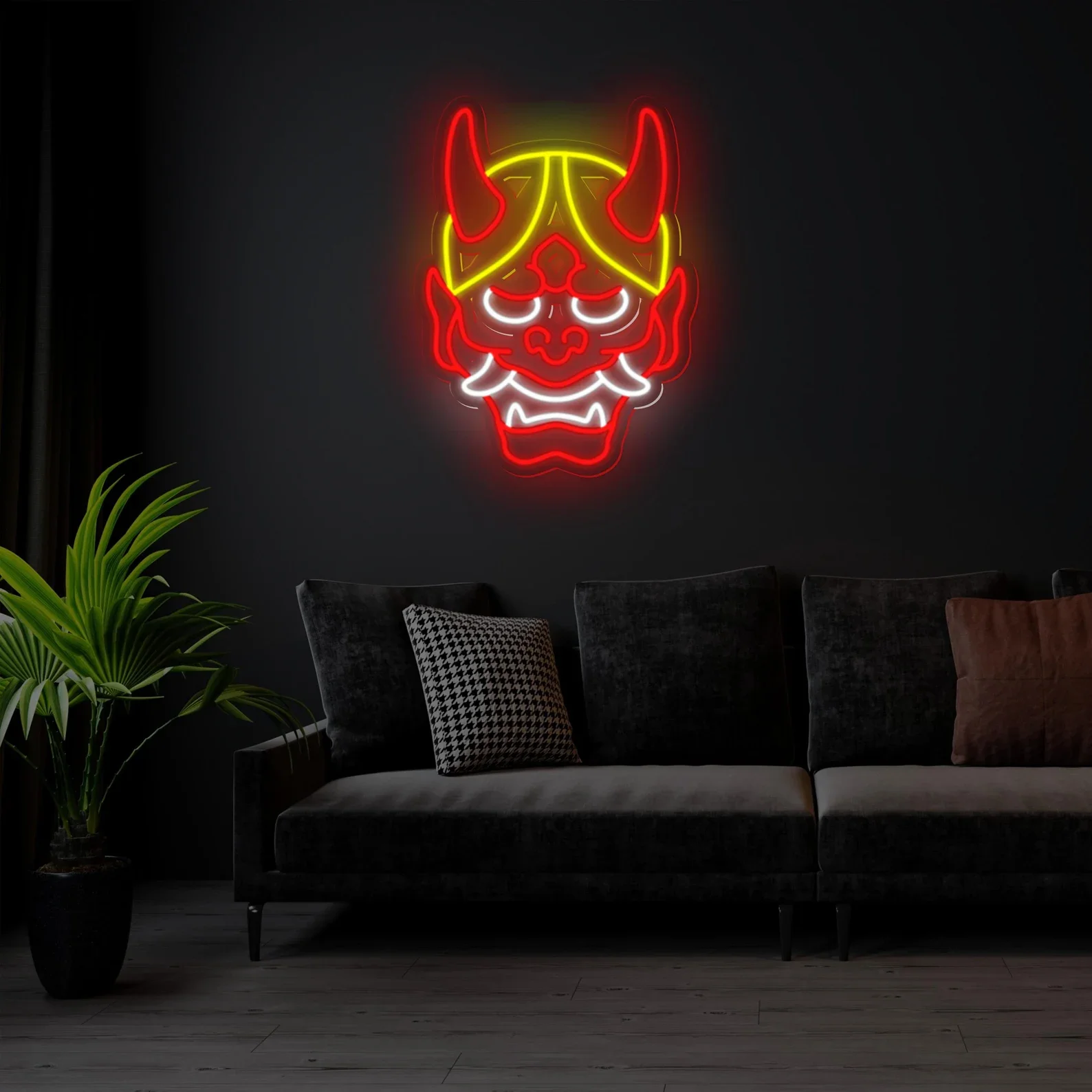 

Неоновая вывеска с маской, японская неоновая вывеска с маской, неоновый декор на заказ для любителей искусства, декор кровати для игровой комнаты