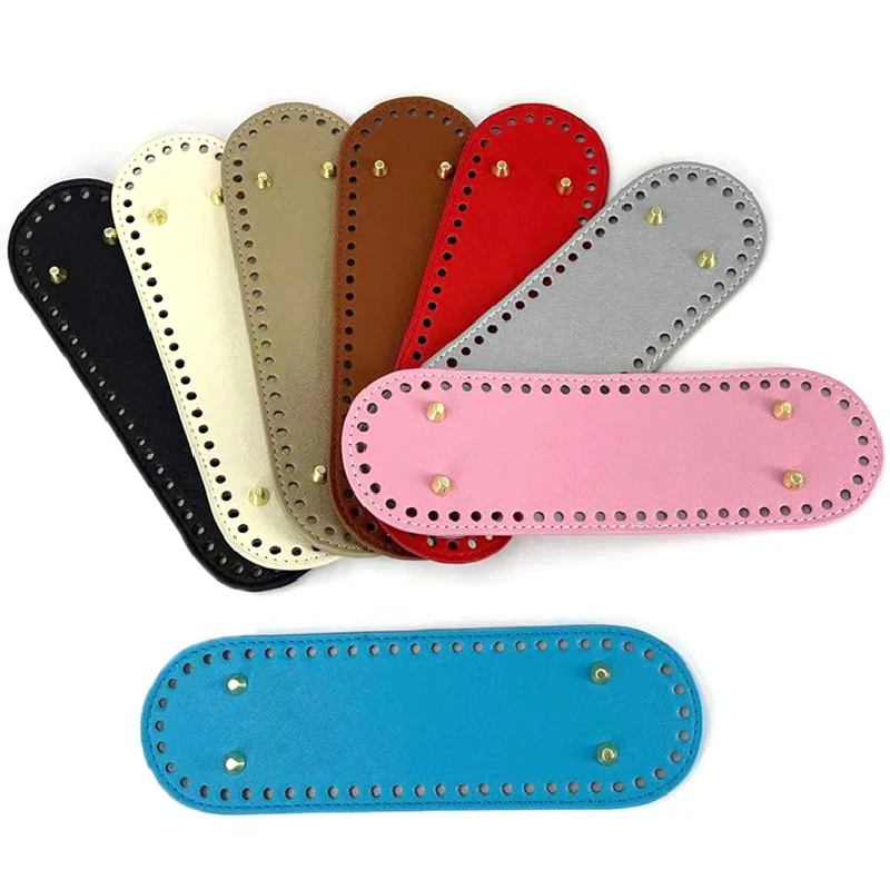 26.5*8cm PU Leather Bag Bottom With 4 Rivets Oval Bag Bottom Wear-resistant Strong Durable Bag Bottom For Crochet Knitting