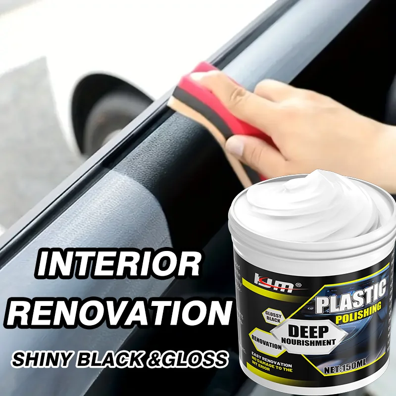 150ml Car Plastic & Leather Restorer Polishing Paste For Dashboard Tires Interior Renovation With Sponge view 4