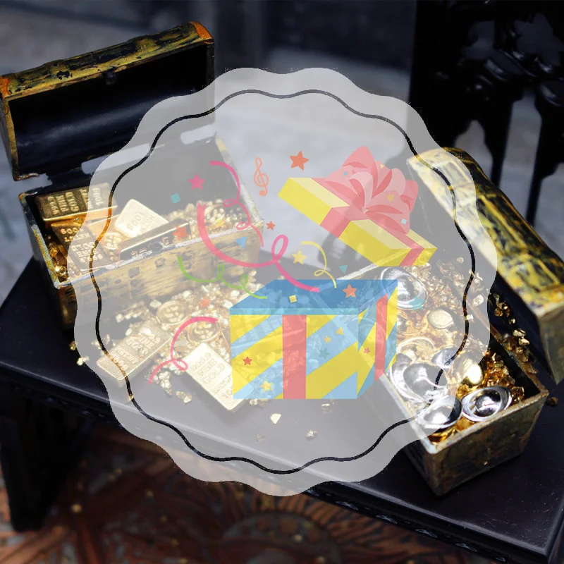 บ้านตุ๊กตา 1 ชุด 1:12 ตู้สมบัติจิ๋ว แท่งทอง เหรียญจำลอง ของตกแต่งบ้านตุ๊กตา ฉากจิ๋ว ของเล่นบ้านตุ๊กตาสำหรับเด็ก