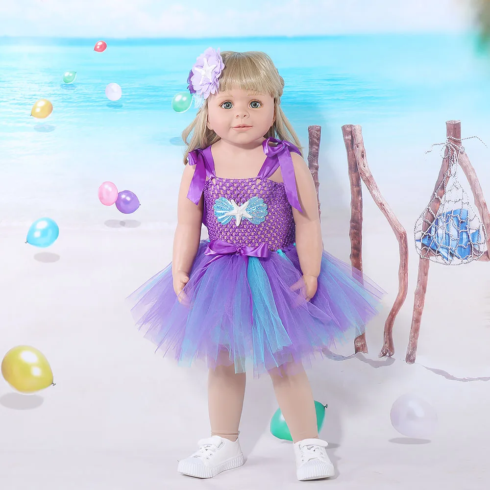 Princess Mermaid Costume Tutu Dress Baby Girl Clothes Set Toddler Birthday Outfit For Photo Shoot Baby Tulle Party Dresses