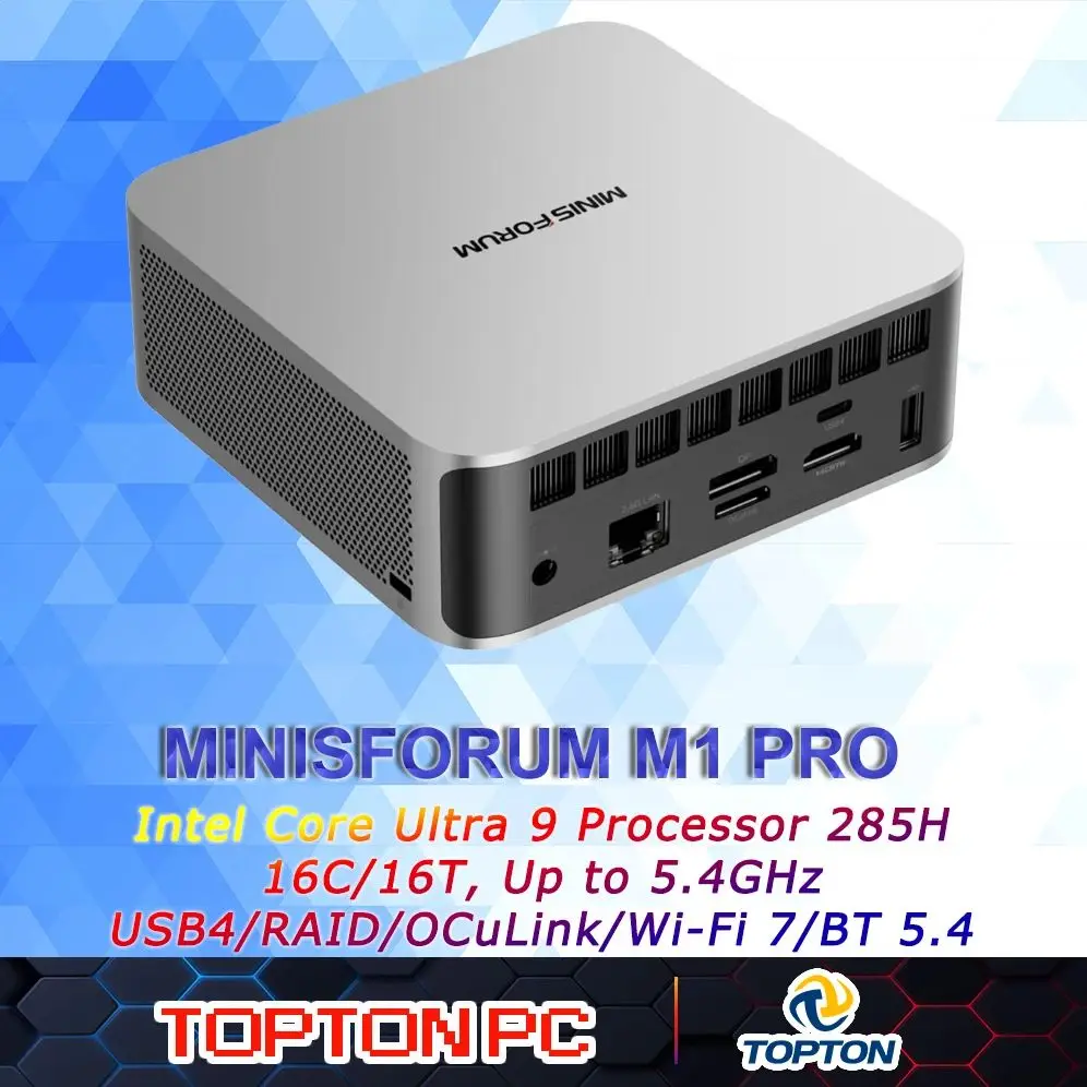 Мини-ПК MINISFORUM M1 Pro-285H AI, процессор Intel Core Ultra 9, 285H (16C/16T), USB4/RAID/OCuLink/Wi-Fi 7/BT 5,4, четырехъядерный дисплей 4K