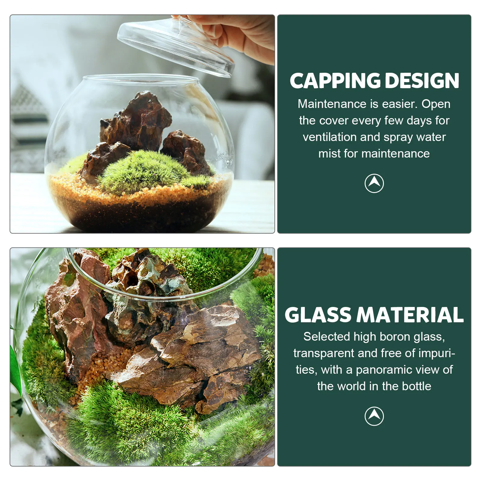 

1Set Clear Glass Ecological Bottle DIY Landscape Crafts Bottle Comfortable Hand Feeling Easy to Clean Glass Canister with Lid