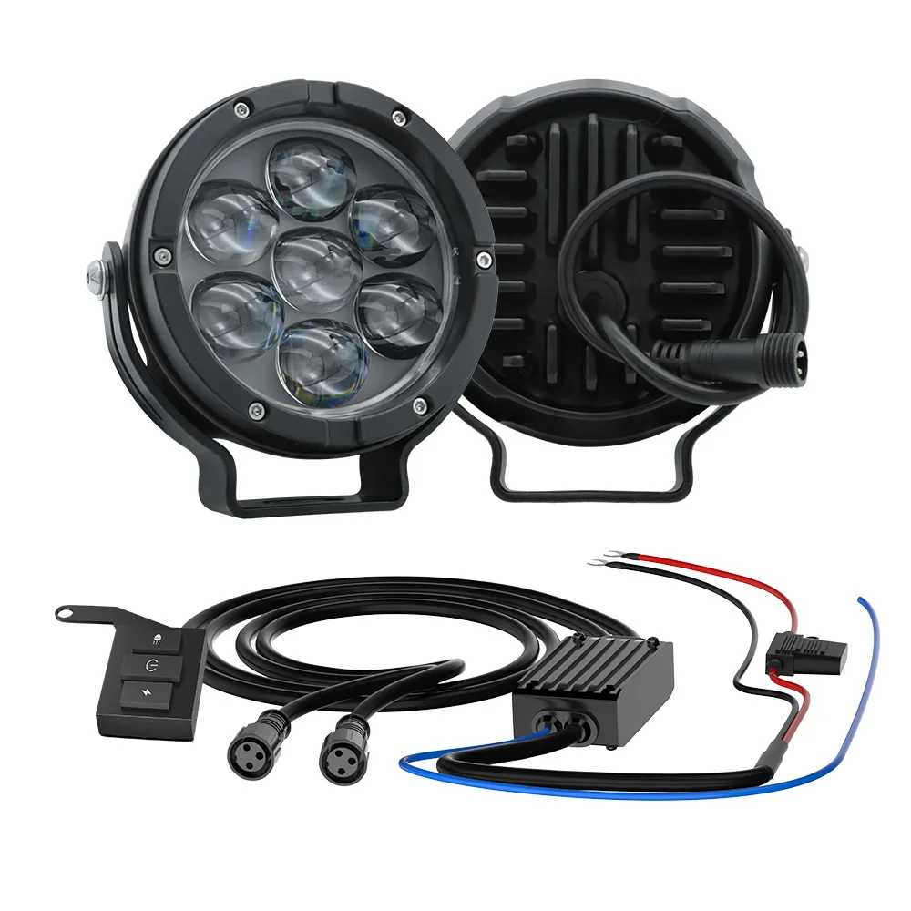 220W 7 Bead Motorcycle LED headlight External Dual Color Flash Spot Light Ultra Road Lamp Kit With Harness Car Accessories