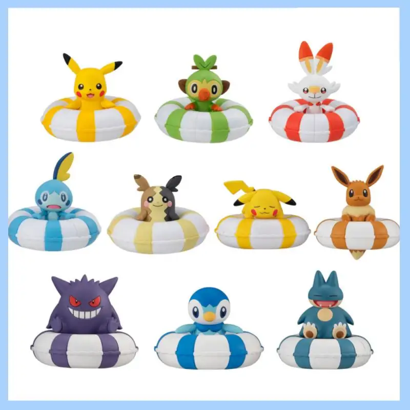 BANDAI Pokemon Floating Swimming Circle Series Gashapon 1 / 2 Gengar Pikachu Sobble Eevee Action Figure Model Toys Gift Children