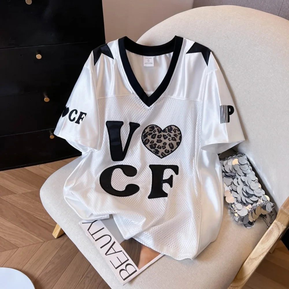 

Women print V-neck Embroidered Elegant Chic T-shirts French t shirt Plus Size Clothing women clothing