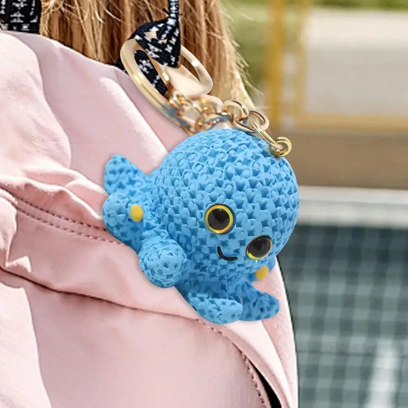 Kids Octopus Keyring 3D Bag Key Rings Resin Sea Animal Key Holder Stylish Bag Key Rings For Girls Boys Adults