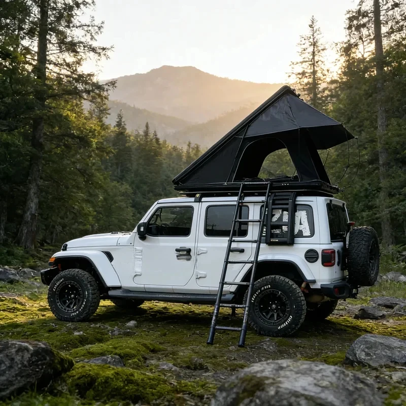 Person Hard Roof Top Tent with Extended Rainfly, gsm Fric, Aluminum Den Outdoor Camping
